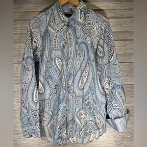 Bugatchi Uomo Men's M Short Sleeve Button Up Julian Floral Paisley Shirt